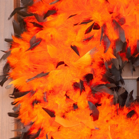 Orange & Black Halloween Feather Fall Door Wreath Trick or Treat Party Decor - Picture 3 of 4